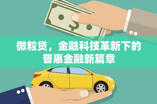 上甘岭微粒贷，金融科技革新下的普惠金融新篇章