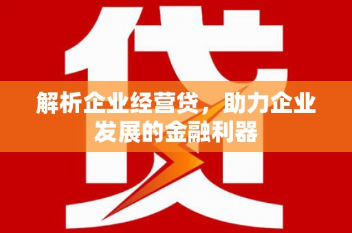 上甘岭解析企业经营贷，助力企业发展的金融利器