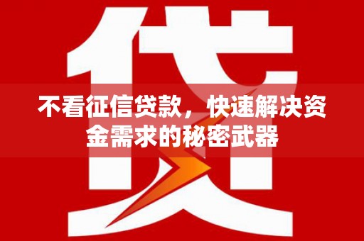 上甘岭不看征信贷款，快速解决资金需求的秘密武器